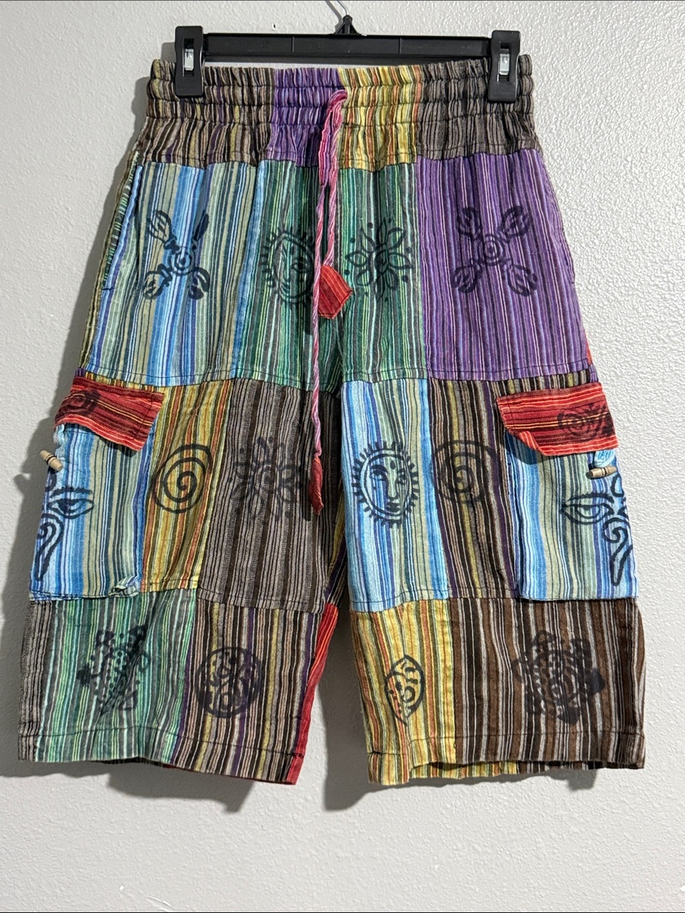Bohemian Patchwork Multicolor Men’s Shorts with pockets